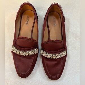 JustFab Burgundy Loafers with Sparkles